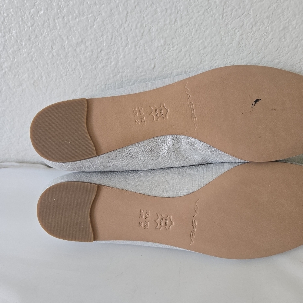 Via Spiga Lilac Sulver Ballet Flats Linen Leather Round Toe Classic size 7.5 - Picture 10 of 13